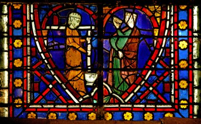 Window depicting Scene from the life of Saint Germain: the Saints Mother attempting a Miscarriage by French School